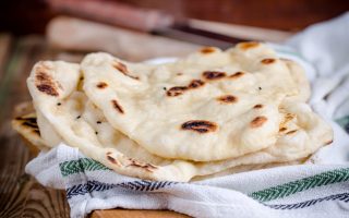 Homemade naan bread from the pan